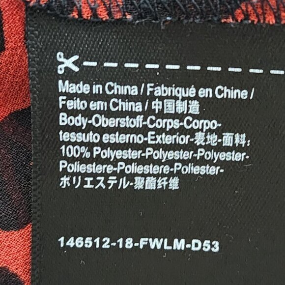 Scotch & Soda Red Leopard Print Sheer Flutter Crewneck Top - Picture 5 of 5